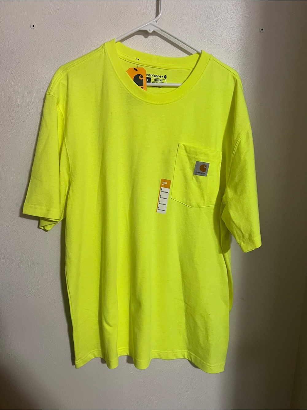CARHARTT Classic K87 Loose Fit Heavyweight Workwear Pocket T Shirt Yellow Sz L